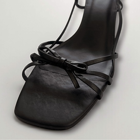 Reformation Sally Slingback Leather Bow Heels Black - Picture 3 of 6